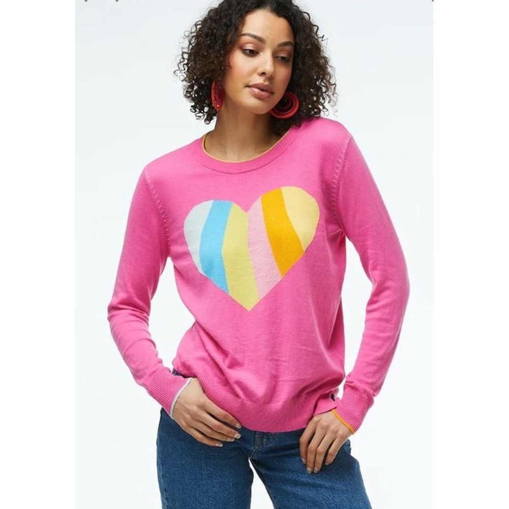 ZAKET & PLOVER Womens Size S Pink Heart Graphic Crew Neck Sweater Bubblegum